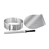 Zenker 7705 Patisserie Tortenboden-Schneidhilfe-Set – Inkl. Konditormesser & Kuchen-Retter, Edelstahl, Ø26/28...