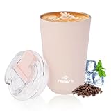 Philorn Thermobecher Kaffee to go Becher - 13oz/380ml Kaffeebecher to go mit Deckel - Rosa Auslaufsicher Coffee to...