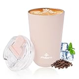 Philorn Thermobecher Kaffee to go Becher - 13oz/380ml Kaffeebecher to go mit Deckel - Rosa Auslaufsicher Coffee to...