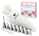 Prestov Spritzbeutel Mit Tüllen Deutsche Qualität - 8 Tüllen für Spritzbeutel - 35 cm Vorgeschnitte...