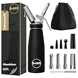 B-ARS Sahnespender–Professioneller Sahnesyphon Aluminium 500 ml, mit Edelstahl-Cream Dispenser-Sahne...