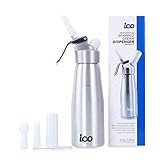 ICO Sahnespender aus Aluminium für Hausgemachte Schlagsahne, Sahnesyphon 500ml für Desserts, Saucen, Mousse und...