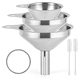 HAUSPROFI Trichter Set, 3er-Set Mini Trichter aus Edelstahl, Stapelbarer Kleiner Trichter Mit Griff, Trichter...