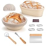 PITCH PULSE Gärkorb Set, Brot Gärkörbchen aus Peddigrohr zum Brot backen, Brotkörbchen, Brotform(23cm rund &...