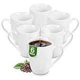 KONZEPT Kaffeebecher aus Porzellan, 300 ml, Set 6er, Kaffee-Tassen zum Bemalen, Teetassen in Weiß