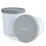 SveBake Eisbehälter für Speiseeis 1L - 2er-Set mit Deckeln aus Silikon, Behälter Hausgemachte für EIS Creme