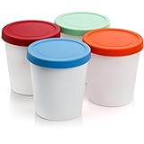 Peohud 4 Stück Eiscreme Behälter mit Silikondeckel, 1 Liter Eisbehälter für Speiseeis BPA-frei Gefrierbehälter...