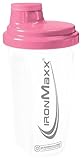 IronMaxx Eiweiß Shaker - Frozen White Rosa 700ml | Proteinshaker mit Drehverschluss, Sieb & Mess-Skala |...