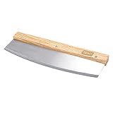 TAINO Pizzaschneider 32 cm Edelstahl mit Holzgriff Wiegemesser Pizzamesser Wiegeschneider Messer