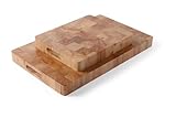 HENDI Holzschneidbrett, Hochwertiges Kautschuk-Holz, mit Griffmulden, Küchenbrett, 530x325x(H)45mm