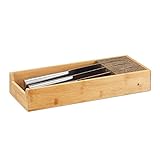 Relaxdays Messerhalter Bambus, Schubladeneinsatz für Messeraufbewahrung, Schubladenorganizer, HBT: 6,5x38x15,5cm,...