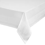 texpot Damast Tischdecke 110 x 160 cm Farbe weiß Atlaskante bei 95°C waschbar 100% Baumwolle