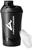 AMITYUNION Protein Shaker Deluxe 800 ml - Eiweiß auslaufsicher - BPA frei mit Sieb & Skala für Cremige Whey...