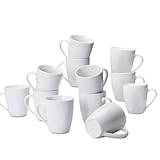 Amazon Basics Kaffeetassen-Set, 12-teiliges Porzellan, 355 ml, Weiß (Früher Marke AmazonCommercial)