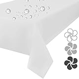 Plumeri Tischdecke Weiß abwashbare Lotuseffekt bü̱gelfrei Tischtuch Tischdekoration Tafeltuch (Weiß 120x220)