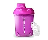 AMITYUNION Frauen Protein Shaker 400 ml Pink Deluxe - ORIGINAL Eiweiß Shaker auslaufsicher - BPA frei mit Sieb,...