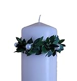 Kerzenring mit Perlen Kerzenrock Tropfenfänger Buchsbaum Tropfschutz Hochzeit Taufe Kommunionkerze Taufkerze...
