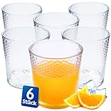 KONZEPT Transparente Trinkgläser Set 365ml, Wassergläser Set 6-teilig, Strukturierte Gläser Ideal für Wasser,...