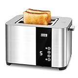LEBENLANG Edelstahl Toaster mit Brötchenaufsatz 2 Scheiben - Touchscreen LED Display & 7 Stufen I 850W 2er Toster...