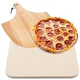 Pizzastein Hans Grill Pizza Ofenstein mit Holz Pizza Peel Brett | Langlebig, dick & echt Holz, Rechteckig, leicht...