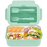Cooja Brotdose Bento Lunch Box, 1400ML Lunchbox Erwachsene Kinder, Brotzeitbox Auslaufsicher mit 3 Fächern Brotbox...