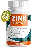 Zink 25mg - 365 Tabletten (vegan) mit Zink-Bisglycinat (Zink-Chelat) für höchste Bioverfügbarkeit -...