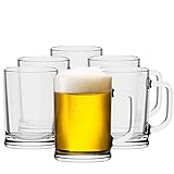 TREND FOR HOME Bierkrug Set mit Handlichem Griff Glaskrug | 0,5 Liter | 6 Stück | Biergläser mit Eichung...