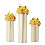 3 Stück Karton Blumenständer, Hochzeit Vasen Faltbarer Tafelaufsatz aus Karton, zylinderförmige Blumenständer,...