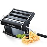 TRUE KITCHEN® Nudelmaschine manuell Bella Pasta schwarz [PASTA MASCHINE] Pasta maker für Lasagne, Ravioli,...