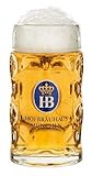 Hofbräuhaus Bierkrug aus Glas mit originalem HB Logo München Glaskrug Isarseidel 0,5 l - für den kleinen Durst...