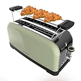 Cecotec Vertikaler Toaster Toastin' time 1500 Green, 1500W, Doppelter langer und breiter Schlitz 3,8 cm, Obere...