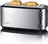 SEVERIN Automatik-Langschlitztoaster, Toaster mit Brötchenaufsatz, hochwertiger Edelstahl Toaster mit großen...