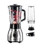 Russell Hobbs Standmixer 2-in-1 [1,5l Glasbehälter Mixer & 0,6l Mini Smoothie Maker -To-Go-Trinkflasche inkl....