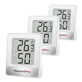 ThermoPro TP49W-3 digitales Mini Thermo-Hygrometer Thermometer innen Raumthermometer 3 er Temperatur und...
