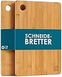 Schneidebrett Holz (2er Set) - 2 Extra Dicke Bambus-Schneidebretter - 33 x 22 cm - Die Perfekte Holzbrett Küche,...