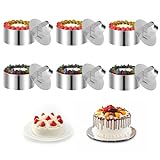 NVIYAM 6 Stück Dessertringe und Speiseringe, Edelstahl Mini-Kuchenring Formen Ring Set klein, Ø 8 cm Runder...