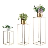 Inweder Gold Blumenständer Hochzeit Deko - 3 Stück Metall Vase mit Acrylplatte Hoher BodenVasen Rechteckige Vasen...