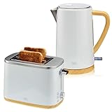 KHG Wasserkocher und Toaster Set 2-teilig | 2.200 & 800 Watt | Frühstücksset mit Kapazität 1,7 Liter Volumen & 2...
