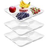 GYSRXS 3 Stück Snackteller mit Fächern 5 Fach Snack Teiler Tablett Obstteller mit Fächern aus Kunststoff...