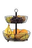 Auroni Etagere Infinite 2 Etagen schwarz matt mit großen runden Obsttellern zur Präsentation von Obst stilvoller...