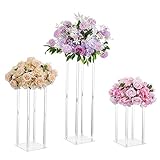 Inweder Blumenständer Hochzeit Tafelaufsätze für Tische - 3er-Set Acryl Blumenständer Hohe Blumenvasen für...
