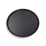 Schramm® Gastro Tablett 35x2cm rund schwarz mit Anti Rutsch Beschichtung hoher Rand Kellnertablett Kellner Gastro...