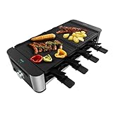 Cecotec Raclette Cheese&Grill 16000 Inox Black, 8 Personen, 1400 W Grill, 40 x 22 cm, einstellbares Thermostat,...