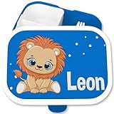 Brotdose Kinder Campus für Mepal - Löwen - Löwe süß Lion König der Tiere Löwenmotiv - 750 ml - Blau - tiger...