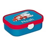 Mepal Bento Lunchbox Campus Feuerwehr - Personalisierte Brotdose mit Namen für Kinder - Bento-Fach & Gabel - Meal...