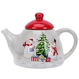 Cabilock Kaffee Tee Kanne Erhabenes Wichtel Design in 3D Keramik Weihnachtskanne Weiß Festtagstafel Weihnachten...