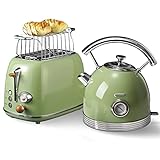 Wiltal toaster wasserkocher set, frühstücksset toaster wasserkocher, Wasserkocher aus Edelstahl, 2200W,...