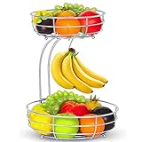 Fuleadture 2-stöckiger Obstkorb mit Bananenhalter, stehende tägliche Küche, moderne Obstschale, praktische...