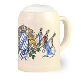 Bavariashop Bierkrug 'Bayern' • Bierkrug 0,5 Liter mit Wappen • Hochwertiger Bier-Steinkrug als...