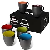 MIAMIO - 6 x 350 ml Kaffeetassen/Kaffeebecher Set - Tassen Set 6er Modern - Le Papillon Kollektion (Bunt)